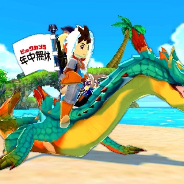 Lute rides a Lagiacrus, Monster Hunter Stories