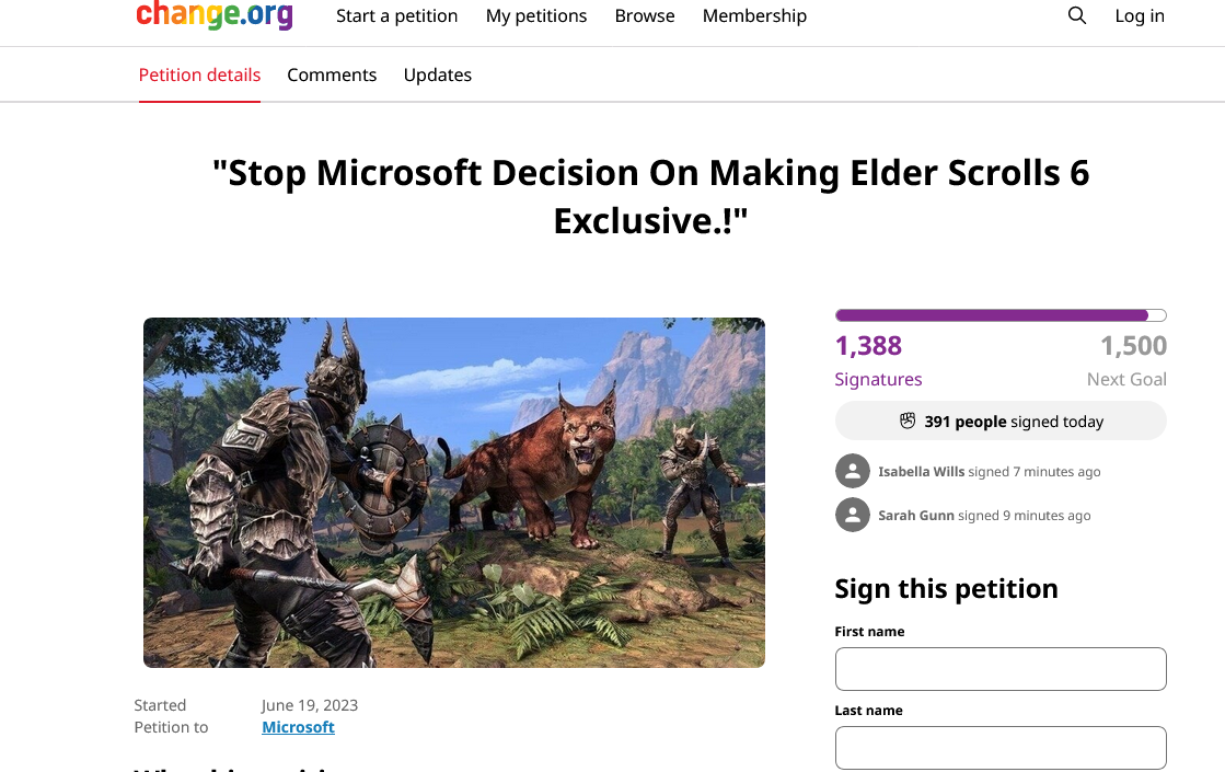 Petition · Stop Microsoft Decision On Making Elder Scrolls 6